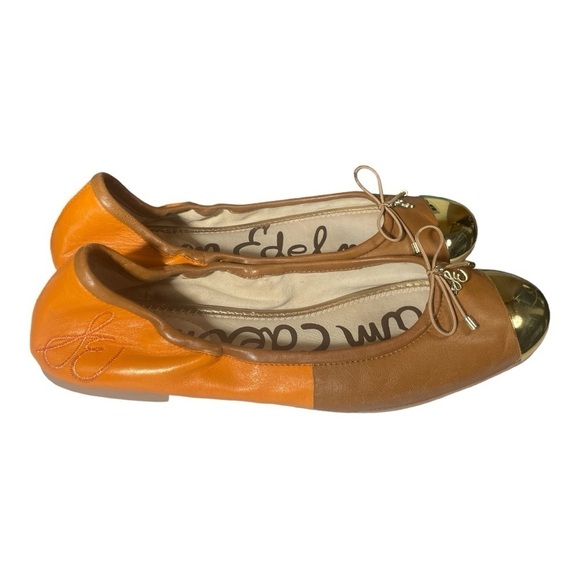 Sam Edelman Womens
Fairleigh Ballet Flats Shoes Orange Brown Leather Cap
Toe 9M - Picture 3 of 8